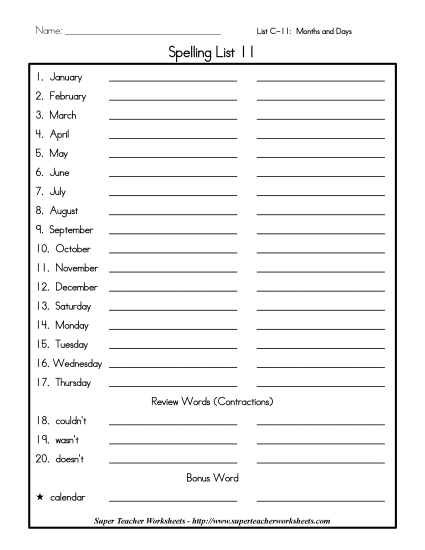 List C-11 - List 11: Word List