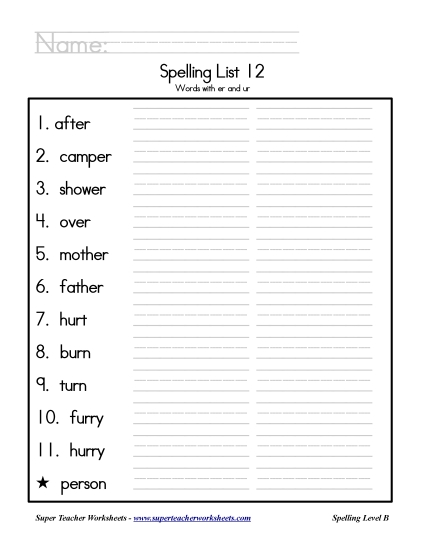 List B-12 - List 12: Word List List B-12 - List 12: Word List