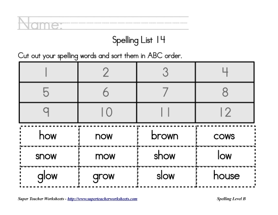 List B-14 - List 14:  ABC Order (Printable PDF Worksheet)