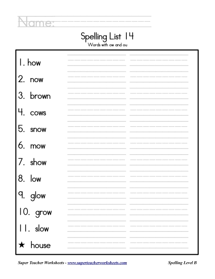 List B-14 - List 14: Word List