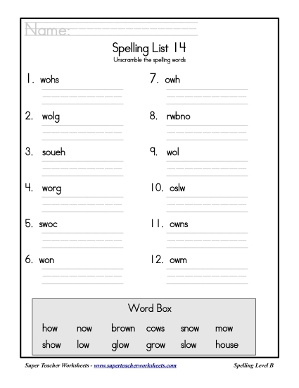 List B-14 - List 14: Word Scramble