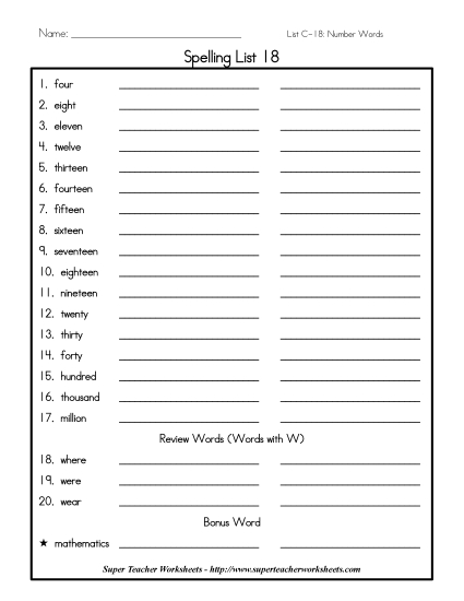 List C-18 - List 18: Word List List C-18 - List 18: Word List