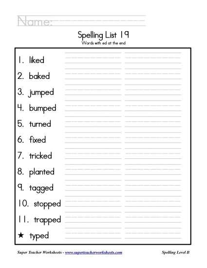 List B-19 - List 19: Word List