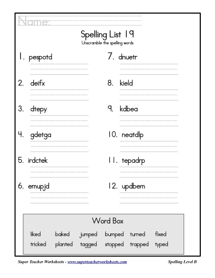 List B-19 - List 19: Word Scramble
