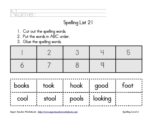 List A-21 - List 21:  ABC Order (Printable PDF Worksheet)