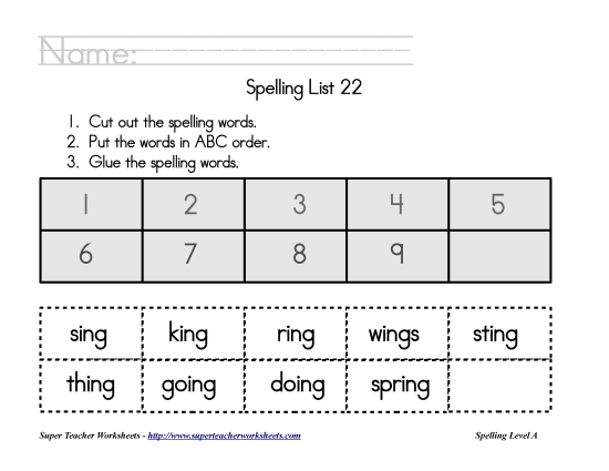List A-22 - List 22:  ABC Order (Printable PDF Worksheet)