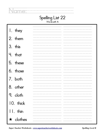 List B-22 - List 22: Word List
