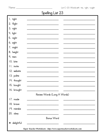 List C-23 - List 23: Word List