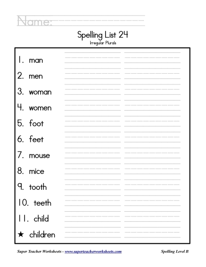 List B-24 - List 24: Word List