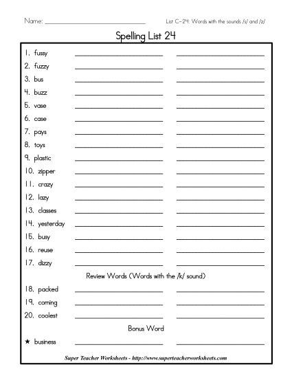 List C-24 - List 24: Word List