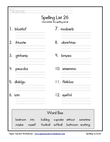 List B-26 - List 26: Word Scramble