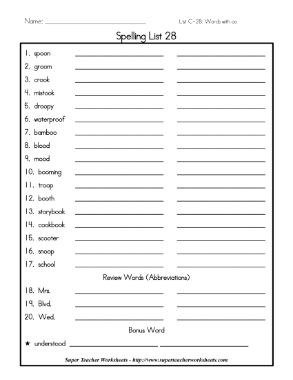 List C-28 - List 28: Word List