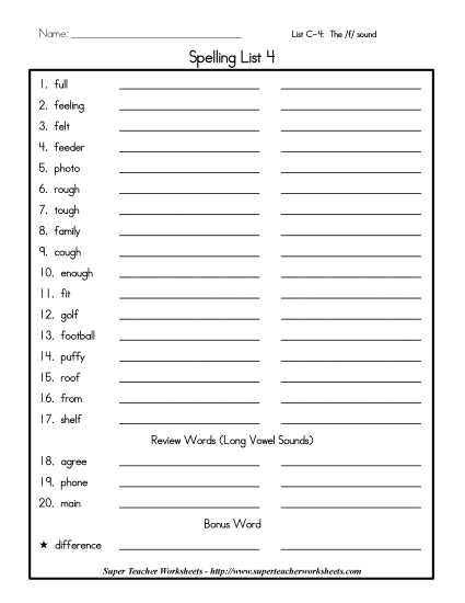 List C-4 - List 4: Word List