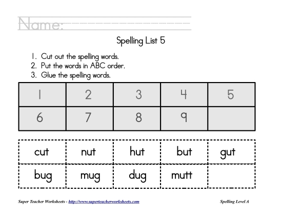 List A-5 - List 5:  ABC Order (Printable PDF Worksheet)