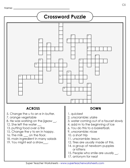 List C-5 - List 5: Crossword Puzzle List C-5 - List 5: Crossword Puzzle
