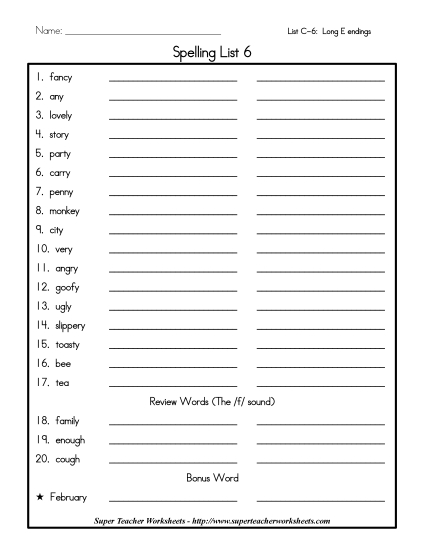 List C-6 - List 6: Word List List C-6 - List 6: Word List
