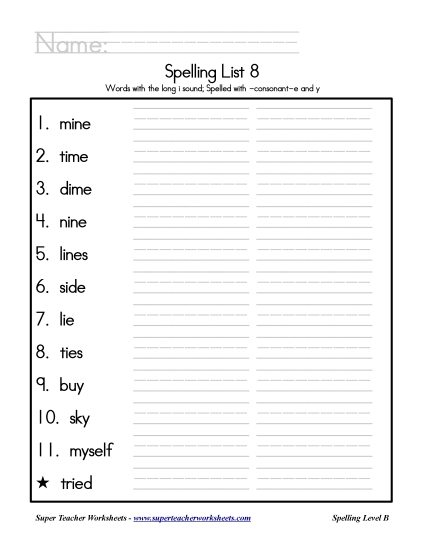 List B-8 - List 8: Word List List B-8 - List 8: Word List