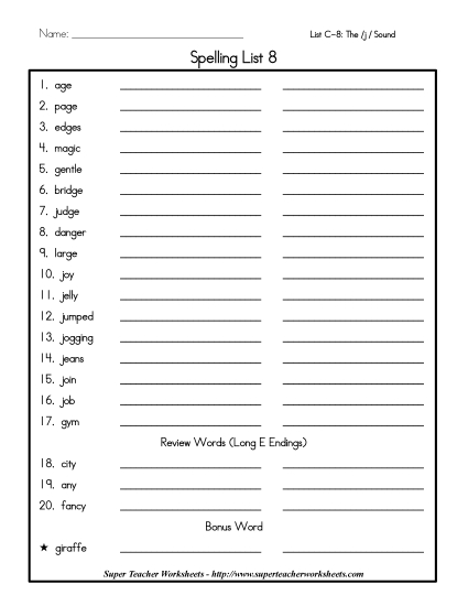 List C-8 - List 8: Word List