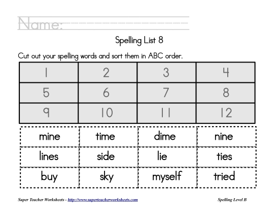 List B-8 - List 8: ABC Order List B-8 - List 8: ABC Order