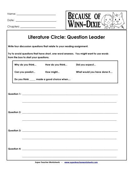 Literature Circles - Lit. Circle: Question Leader Literature Circles - Lit. Circle: Question Leader