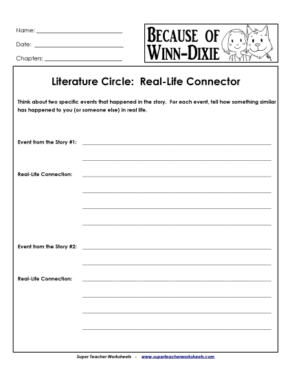 Literature Circles - Lit. Circle: Real-Life Connector Literature Circles - Lit. Circle: Real-Life Connector