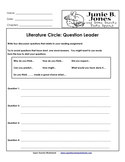 Literature Circles - Lit. Circles: Question Leader