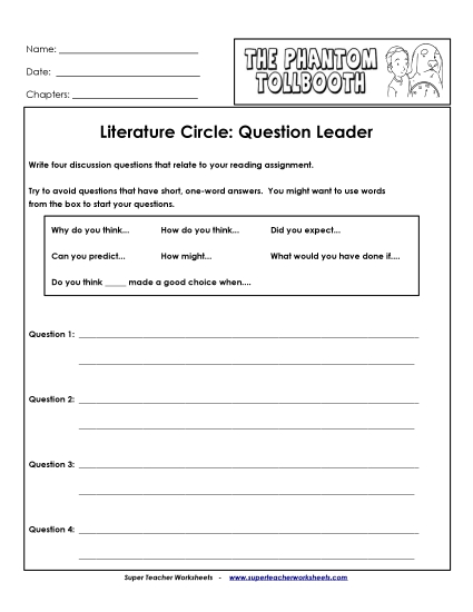 Literature Circles - Lit Circles: Question Leader Literature Circles - Lit Circles: Question Leader