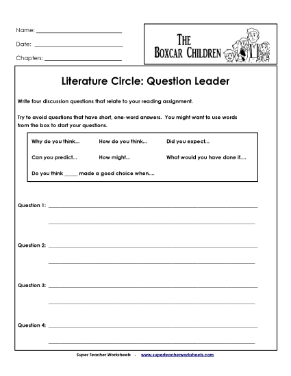 Literature Circles - Lit Circles: Question Leader Literature Circles - Lit Circles: Question Leader