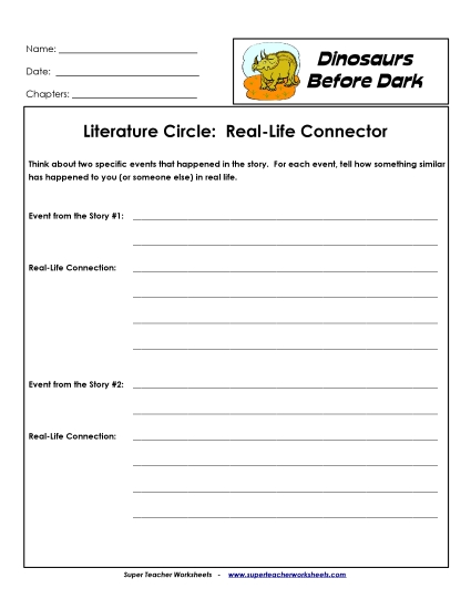 Dinos Before Dark Literature Circles - Lit. Circles: Real-Life Connector Dinos Before Dark Literature Circles - Lit. Circles: Real-Life Connector