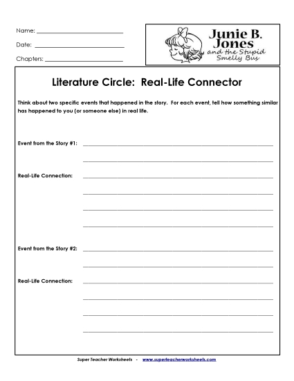 Junie B. Jones Literature Circles - Lit. Circles: Real-Life Connector Junie B. Jones Literature Circles - Lit. Circles: Real-Life Connector