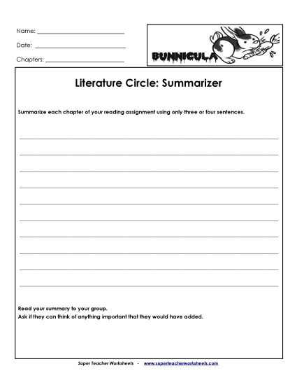 Literature Circles - Lit Circles: Summarizer