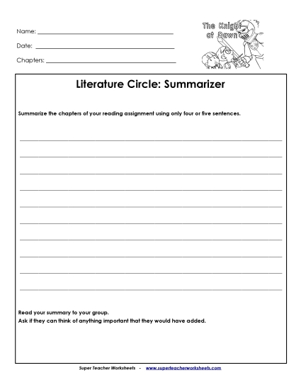 Knights at Dawn Literature Circles - Lit Circles: Summarizer Knights at Dawn Literature Circles - Lit Circles: Summarizer