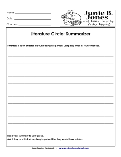 Literature Circles - Lit. Circles: Summarizer