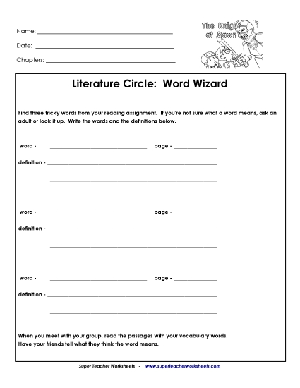 Knights at Dawn Literature Circles - Lit Circles: Word Wizard