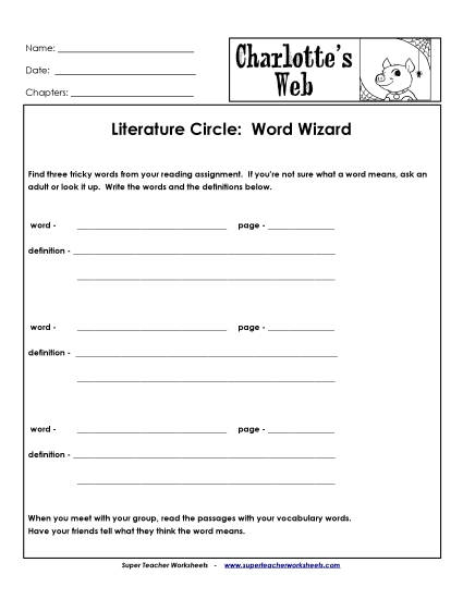 Literature Circles - Lit. Circles: Word Wizard