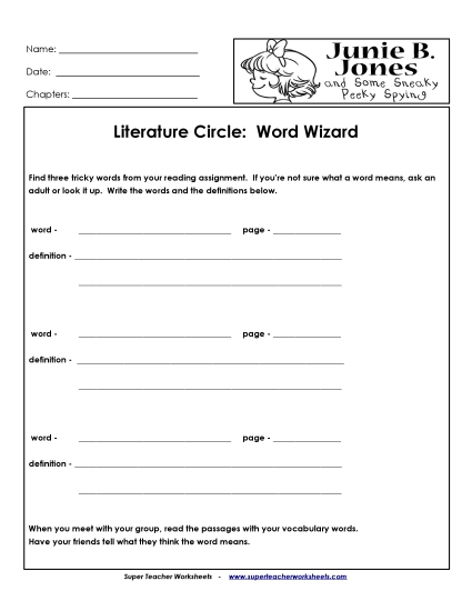 Literature Circles - Lit. Circles: Word Wizard Literature Circles - Lit. Circles: Word Wizard