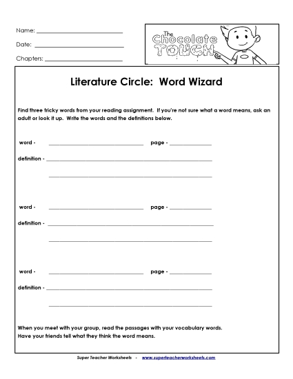 Literature Circles - Lit. Circles: Word Wizard