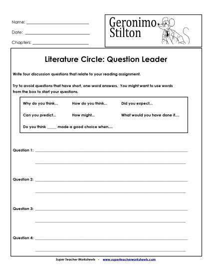 Literature Circles - Literature Circles: Question Leader Literature Circles - Literature Circles: Question Leader