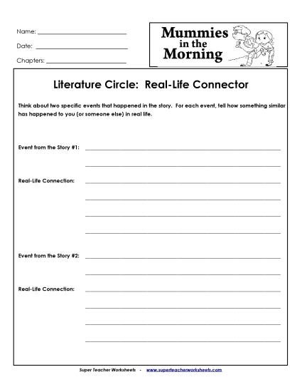 Mummies in the Morning Literature Circles - Literature Circles: Real-Life Connector Mummies in the Morning Literature Circles - Literature Circles: Real-Life Connector