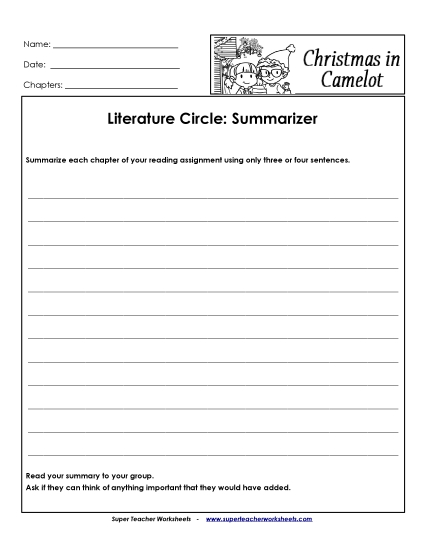 Literature Circles - Literature Circles: Summarizer Literature Circles - Literature Circles: Summarizer