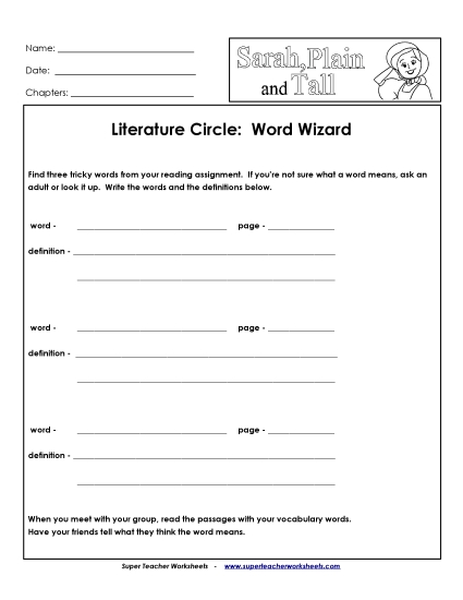 Literature Circles - Literature Circles: Word Wizard