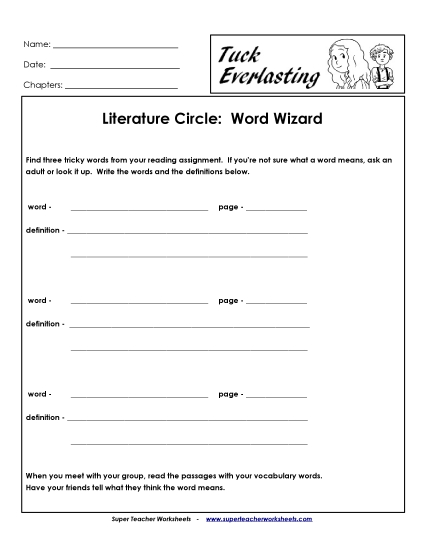 Literature Circles - Literature Circles: Word Wizard