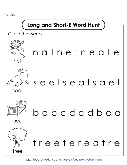 Long and Short E: Horizontal Word Hunt Long and Short E: Horizontal Word Hunt