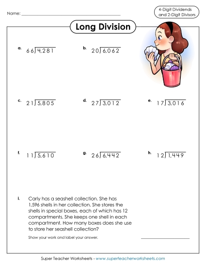 Two-Digit Divisors - Long Division: 2-Digit Divisors & 4-Digit Dividends Two-Digit Divisors - Long Division: 2-Digit Divisors & 4-Digit Dividends