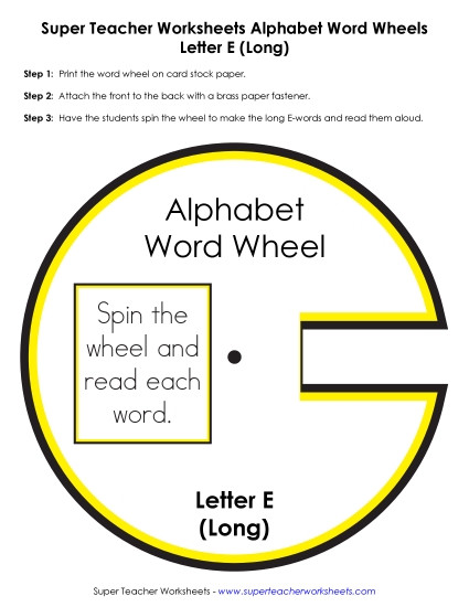 Vowel Word Wheels - Long E -  Word Wheel (Printable PDF Worksheet)