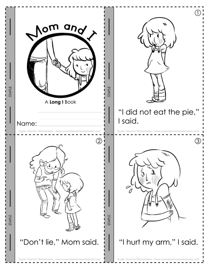 Cut & Glue Activities - Long I Mini-Book : Mom & I
