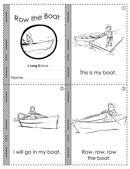 Cut and Glue Activities - Long O Mini-Book : Row, the Boat