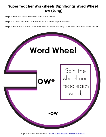 Vowel Diphthongs - Long OW -  Word Wheel (Printable PDF Worksheet)