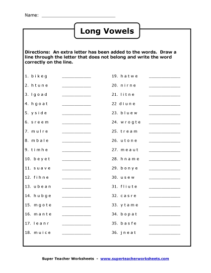 Long and Short Vowels - Long Vowel Mystery Words