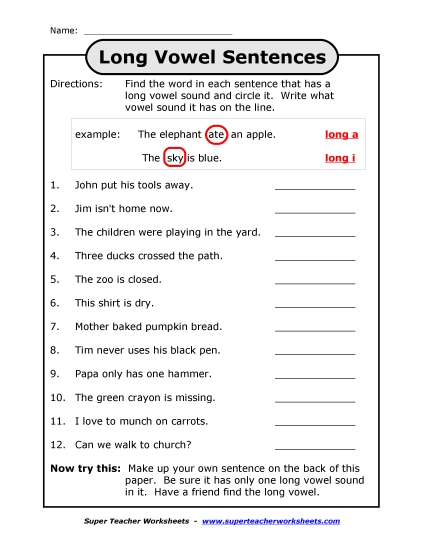 Long Vowel Sentences